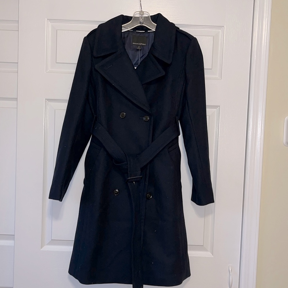 COPY - Banana Republic Navy Blue Double Breasted Wool Winter Coat Size M